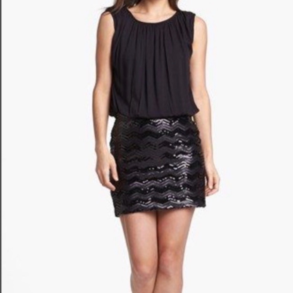 Ella Moss Black Sleeveless Sequin Drop Waist Tank Dress size small